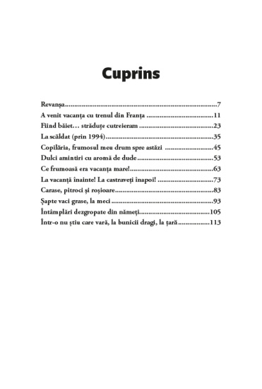 cum mi-am petrecut vacanta cuprins